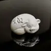 Artesanía de Cerdo de la Suerte Tallado en Boj de Madera Natural, Adorno Portátil de Talla Sólida de Cerdo Lindo, Regalo de Buena Suerte