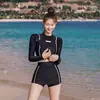 Nuevo Traje de Baño Sexy con Mangas Largas y Abertura para Mujer, que Cubre el Vientre, Adelgazante, para Pecho Pequeño, Push-up, Conservador, Ángulo Plano, para Aguas Termales