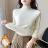Camada Base com Forro de Lã Suéter Feminino Outono e Inverno 2026 Novo Acolchoado Interno de Lã Integrado Branco de Inverno Meia-Gola Top