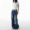 Jeans Rectos de Tiro Alto Estilo Retro Americano para Mujer, Estilo Popular Otoño e Invierno, Diseño High-Street con Tachuelas, Corte Holgado, Pantalones de Pierna Ancha Adelgazantes