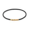 Atacado 2mm Botões de Pressão de Aço Inoxidável Pulseira de Corda de Couro Usar Pulseira de Ouro Rígido 3D Pulseira de Corda de Couro Preta Vermelha para Mulheres