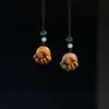 Corrente de Celular e Pingente Criativo para Mochila em Pau-Rosa e Sândalo com Design de Peixe e Pata de Urso Esculpida DIY