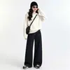 Jeans de pierna ancha color azul denim resistentes a la decoloración para mujer, otoño 2026, súper vendidos, de cintura alta, adelgazantes, casuales, holgados, rectos
