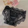 Calcinha de renda vazada romântica estilo francês para mulheres, forro 100% algodão, antibacteriana, respirável, pura e sexy, com detalhe de laço, calcinha feminina