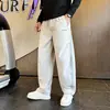 Calça Casual Lavada Masculina Nova Outono 2026, Estilo Coreano Tendência Solta Alta Qualidade Tamanho Grande Calça Curva