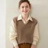 2025 Nova Malha de Cashmere Outono e Inverno Colete Sem Manga Feminino Colete Gola V Outer Colete Quente Moda