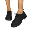 Mocassins Slip-On Retrô de Solado Grosso para Mulheres 2025 Novo Estilo Sapatos Pequenos de Couro Bico Redondo Salto Grosso Flats Tamanho Grande Sapatos Femininos Transfronteiriços