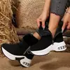 Botas de nieve cálidas de invierno, suela gruesa, que aumentan la altura, forradas de felpa, caña alta, cremallera lateral, botines de gamuza para mujer, zapatos de algodón forrados de felpa
