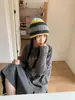 Gorro de Punto Elástico a Rayas de Colores Nuevo para Otoño e Invierno para Mujer, Hilo Grueso Cálido Protección para Orejas Versátil Gorro para el Frío