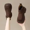 Botas cortas de suela gruesa para chica baja estilo Martin para mujer 2026 nuevo estilo invierno con felpa adicional gamuza slip-on aumento de altura botas cortas Birkenstock