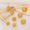 Chapado en Oro de 18K Color Duradero Microincrustaciones Corona Perla Collar Pulsera Cuentas Espaciadoras Cuentas de Agujero Grande Hecho a Mano DIY Joyería Accesorio Materiales
