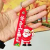 Serie Navideña Llaveros de Goma Suave Nochebuena Dibujos Animados Llaves de Coche Papá Noel Colgante 3D Pequeños Regalos