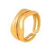 Estilo nuevo europeo y americano lujo ligero moda nicho personalidad todo partido abierto acero de titanio chapado en oro de 18 quilates anillo simple joyería femenina