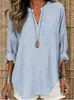 2026Tk Transfronteiriço Europeu e Americano Amazon Nova Blusa Casual Solta com Bolsos e Decote V Listrado Feminina Camisa Feminina
