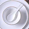 Conjunto de Mesa de Cerâmica Branca Hotel Cerâmica Louça com Borda Dourada Conjunto de Três a Nove Peças Conjunto de Louça com Fio de Ouro para Hotel
