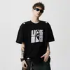 Camiseta Deportiva Redonda con Estampado de Marca de Moda para Hombre, Verano Estilo Americano Holgada Casual de Manga Corta, Versátil Top de Media Manga