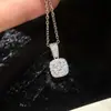 Collar Cuadrado Pequeño de Azúcar para Mujer Diseño de Nicho Bolso Cuadrado Versátil Colgante Chapado en Plata Collar de Moissanita Exquisito Tacto de Alta Gama