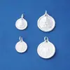 Plata Pura S999 Colgante Redondo Dios de la Riqueza Amarillo Zakiram de Doble Cara Material para Pulsera DIY Accesorios de Plata