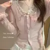 Camiseta Patchwork de Renda Falsa Duas Peças Puro Desejo Emagrecedora 2026 Nova Coleção Primavera/Outono Manga Longa Camada Base para Mulheres ins