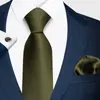 2026 Novo Modelo Formal Cor Sólida Conjunto de Gravata, Lenço de Bolso e Abotoaduras Masculino Grande Quantidade em Estoque