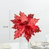 Flor artificial de Navidad lentejuelas Flor de Navidad franela Colgante de decoración para árbol de Navidad flor decorativa roja diy