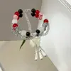 Pulsera de Hilo con Colgante de Loto Estilo Antiguo, Pulsera de Diseño Sencillo y de Moda con Cuentas, Pulsera Súper de Hada para Mejores Amigas y Estudiantes