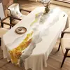 Mantel Ovalado Impermeable y a Prueba de Aceite, No Lavable, Lujo Ligero, Gama Alta, Mantel para Mesa de Comedor Estilo Chino Pintura a Tinta, Modelo Nuevo 2026