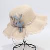 Sombrero infantil lindo de dibujos animados ala ondulada encaje sombrero de paja parasol para exteriores sombrero de paja para playa venta al por mayor de fábrica