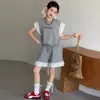 Conjunto de Camiseta sin Mangas y Shorts para Niñas Verano Ropa Infantil Niños Niñas Shorts con Manga de Encaje Conjunto de Dos Piezas Ropa Deportiva Casual