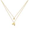 Collar de Ángel Elfo de Doble Capa de Venta Caliente Transfronterizo, Moderno y Personalizado, de Acero de Titanio que no se Decolora con Zircón Rosa para Mujer
