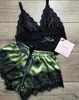 Atacado Novo Conjunto de Duas Peças Preto Europeu e Americano para Casa, Conjunto de Pijama de Renda Moderno e Confortável