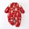 Ropa para Bebé, Atuendos Festivos de Año Nuevo Estilo Chino, Vestidos para Banquete de 100 Días y Ceremonia de Primer Cumpleaños, Monos Rojos Traje Tang, Ropa Gruesa de Invierno
