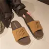 En stock Cabello Rápido Moda Coreana Ropa Exterior Zapatillas de Suela Gruesa de Pelo Sintético para Mujer 2024 Nuevas mm Zapatillas de Gamuza para Otoño e Invierno