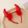 Diadema de cuernos de Halloween traje de tridente Diadema de Diablo Rojo accesorios para actuación de mascarada para niños y adultos