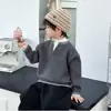 2425 Suéter Infantil Outono Inverno Tricô Espesso Moletom Casual de Manga Longa Infantil 2026 Roupas Novas