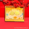Oro Puro 999 Festival de Medio Otoño Creativo Doble Adorno de Pastel de Luna Flor Pintura Tridimensional Exquisita Decoración Redonda Buena Luna Venta al por Mayor Personalizada