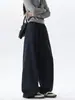 Pantalones Deportivos Casuales para Hombre de Algodón Estilo Americano, Patchwork, Holgados, Pierna Ancha, Pierna Recta, Caídos, Joggers