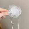 Flor de pescoço de cetim de alta qualidade, o mesmo estilo da blogueira coreana, gargantilha de flor tridimensional, acessório de colar de flor rosa