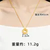 Colar Popular com Cravação de Diamantes Dourados Imitação para Mulheres, Colar da Moda em Ouro de Areia Vietnamita com Pingente de Cem Bênçãos e Paz, Joia Vintage
