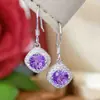 Pendientes de Amatista 2025 Incrustados con Plata S925 Pendientes de Amatista Natural Pendientes Sencillos Sensación de Lujo Ligero Gama Alta Venta al por Mayor
