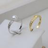 Anillo de Plata S925 Abierto de Espiga de Trigo Anillo de Boca Viva para Mujer Anillo de Dedo Ajustable Talla 5-8 Accesorios DIY de Perla Moderno 51