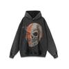Sudadera con capucha de calle europea y americana con estampado directo de hueso, lavada y con aspecto envejecido, para hombre y mujer, hip-hop, cuello redondo antiguo, manga larga