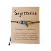 Amazon WISH Explosiones Calientes Pulsera Elástica de Doce Constelaciones Piedra Ojo de Tigre Ágata Pulsera de Cuentas de Color Mixto Tarjeta