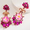 Pendientes de Flor Simulada Exagerados de Aleación con Incrustaciones de Diamante Europeos y Americanos Populares Transfronterizos para Mujer, Pendientes de Flor Creativos de Moda de Alta Calidad