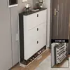Armário de sapatos ultrafino para entrada de casa, à prova de poeira, grande capacidade, estilo com porta basculante, armário de entrada de luxo leve, armário de armazenamento de sapatos simples e moderno