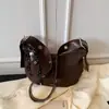 Bolso Retro Marrón Tipo Empanada para Mujer Nueva Moda Otoño e Invierno Coreano de Nicho Bolso de Hombro, Debajo del Brazo, Cruzado Bolso Croissant