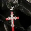 Collar de Cruz Rosa de Moda Estilo Gótico para Mujer, Diseño Único de Nicho, Accesorio Elegante y Versátil