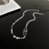 Estilo Frío Europeo y Americano Cuentas de Hielo Agrietado Araña Cadena para Clavícula de Acero de Titanio Diseño de Nicho Personalizado Marca de Tendencia Hip Hop Cadena para Clavícula
