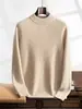 Suéter de Cachemira para Hombre Cuello Mock Color Sólido Camisa Base Interior Engrosado Casual talla extra Suéter de Cachemira Punto de Maíz