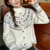 Cárdigan de Punto Jacquard Vintage Fair Isle LEKA para Mujer Otoño/Invierno 2026 Nuevo Elegante Abrigo Suéter para Mujer